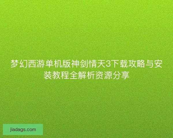 梦幻西游单机版神剑情天3下载攻略与安装教程全解析资源分享