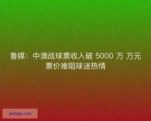 鲁媒：中澳战球票收入破 5000 万 万元票价难阻球迷热情